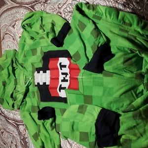 Boys One Piece Hooded Minecraft Pajamas